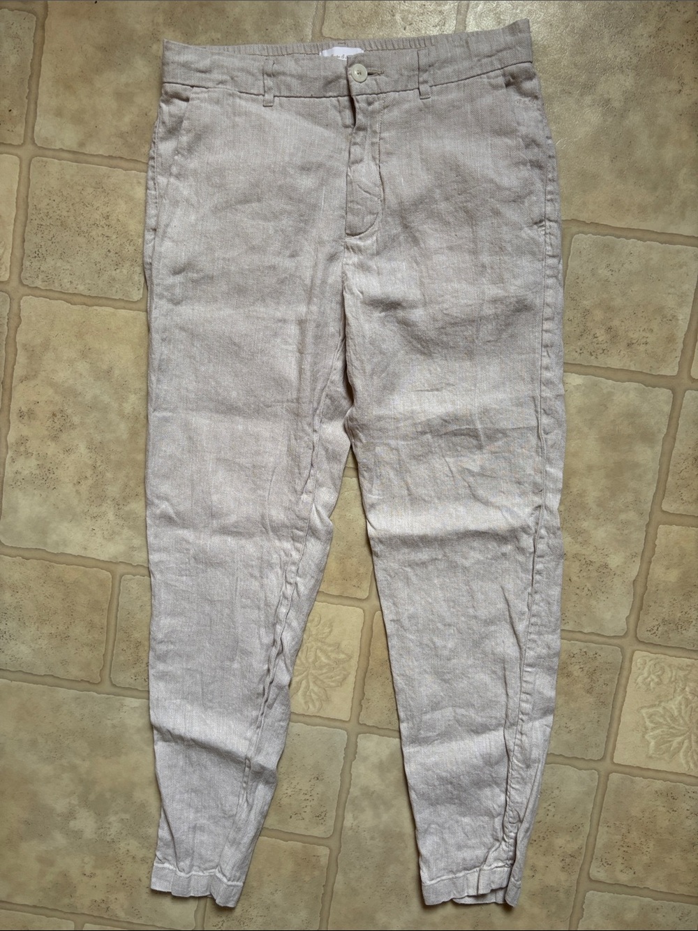 Porter & Ash Slim Fit Lightweight Khaki Linen Blend Pants Size 30
